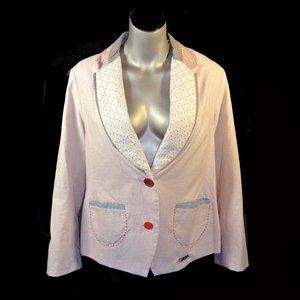 Desigual Blazer Pink Striped Summer Jacket Size 46